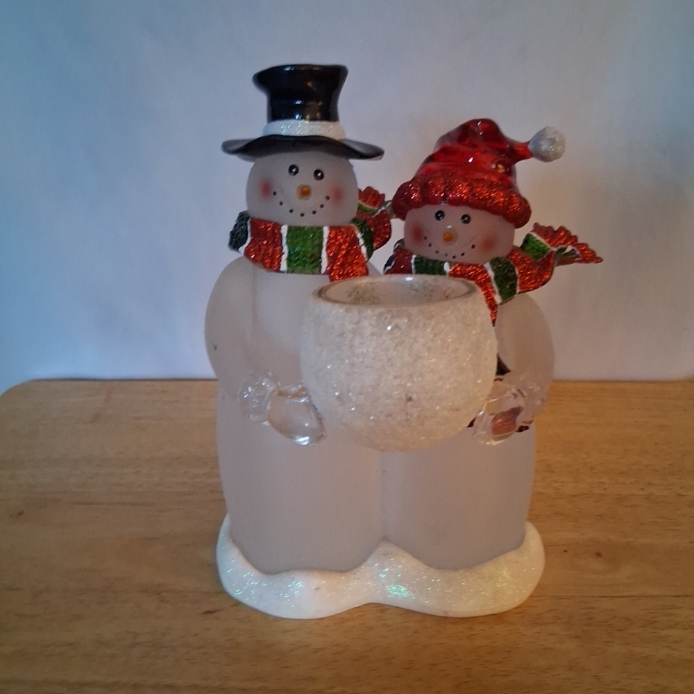 Black and Red Frosted Snowman Holiday Decor